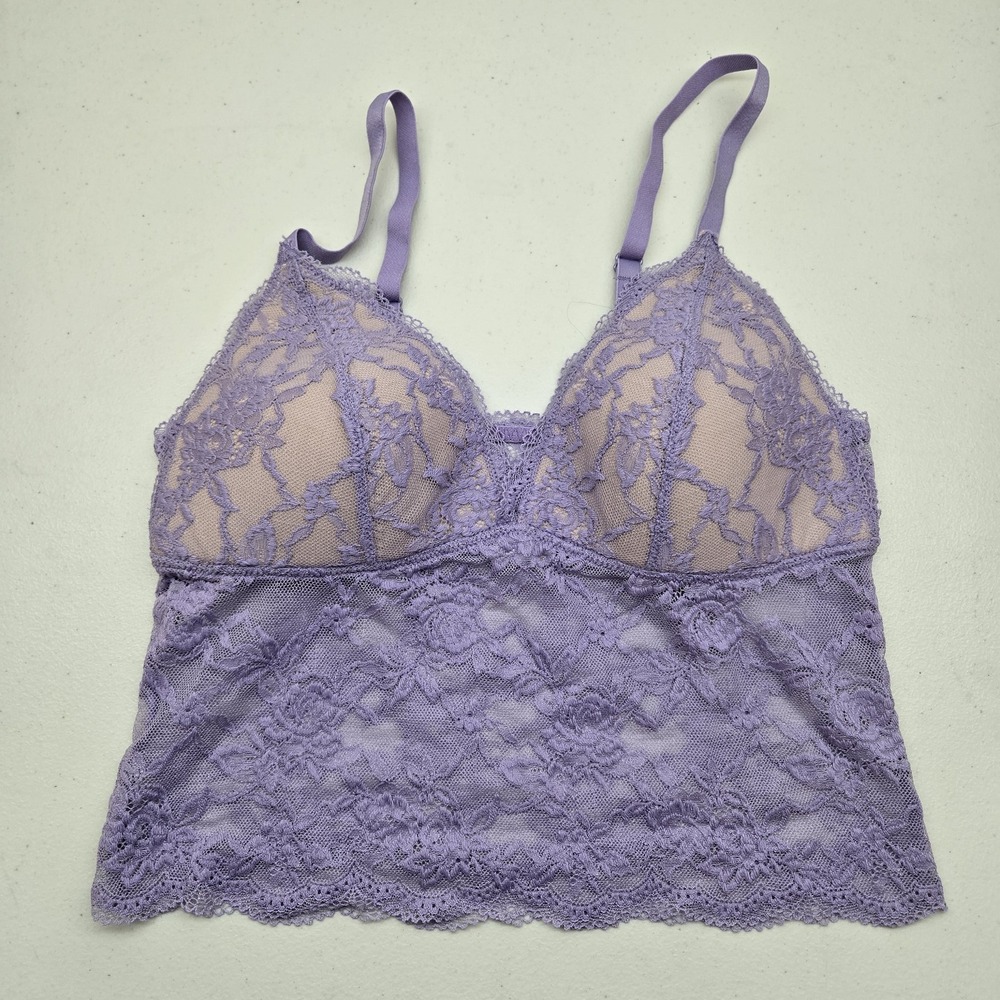 Adore Me Women Bra Large Purple Floral BR 09900 Wireless Lace Adjustable Straps